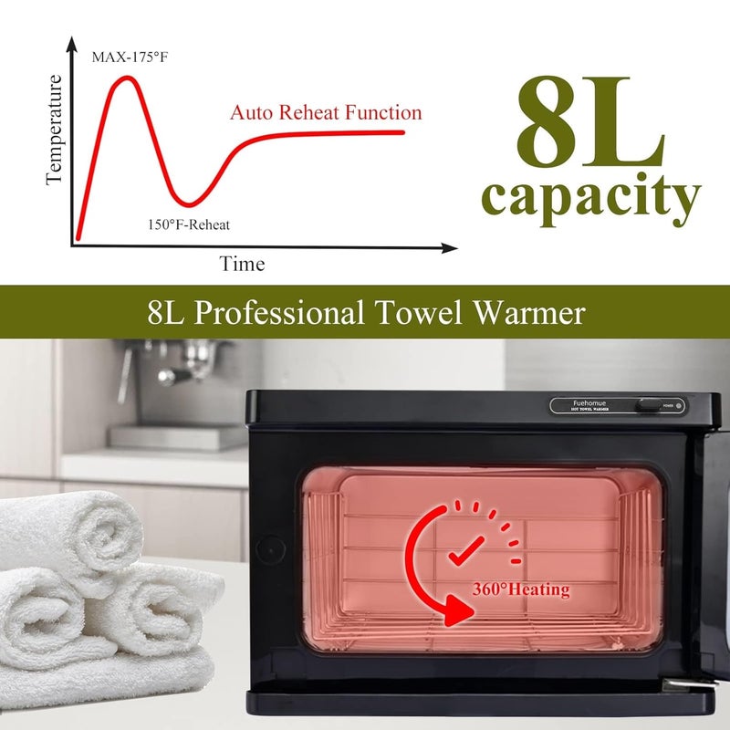 Fuehomue Hot towel warmer, 8L Towel Warmer Spa, Professional Towel Warmer for Facial, Small Towel warmer caddy for Salon, Spa, Black - Image 3